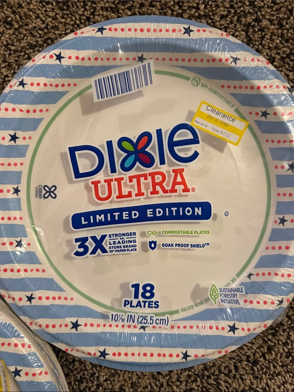 Dixie Ultra Paper Plates - Blue & Red Stripe Design - 2 sets of 18